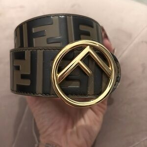 FENDI brown logo leather belt